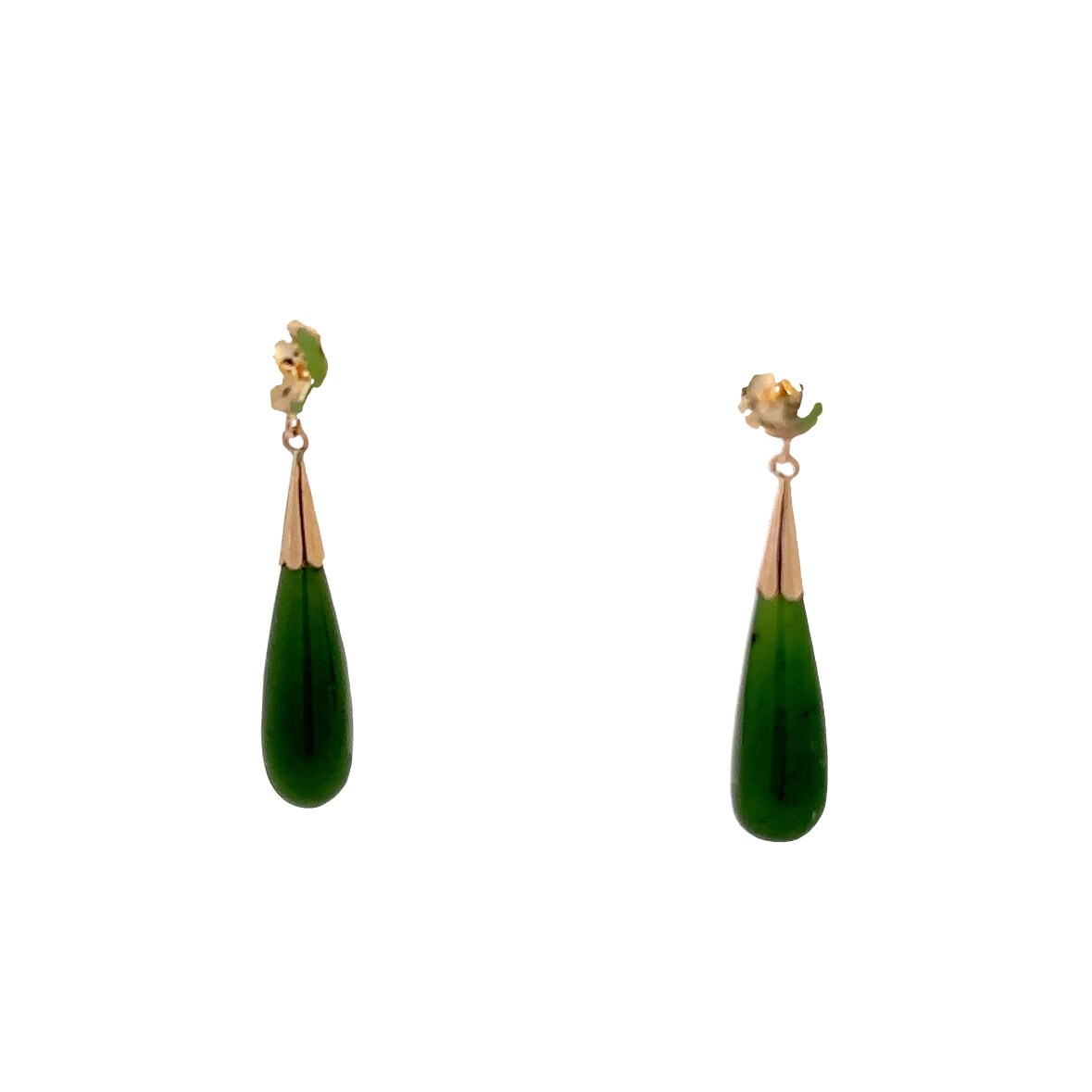 14kt solid gold jade vintage earrings