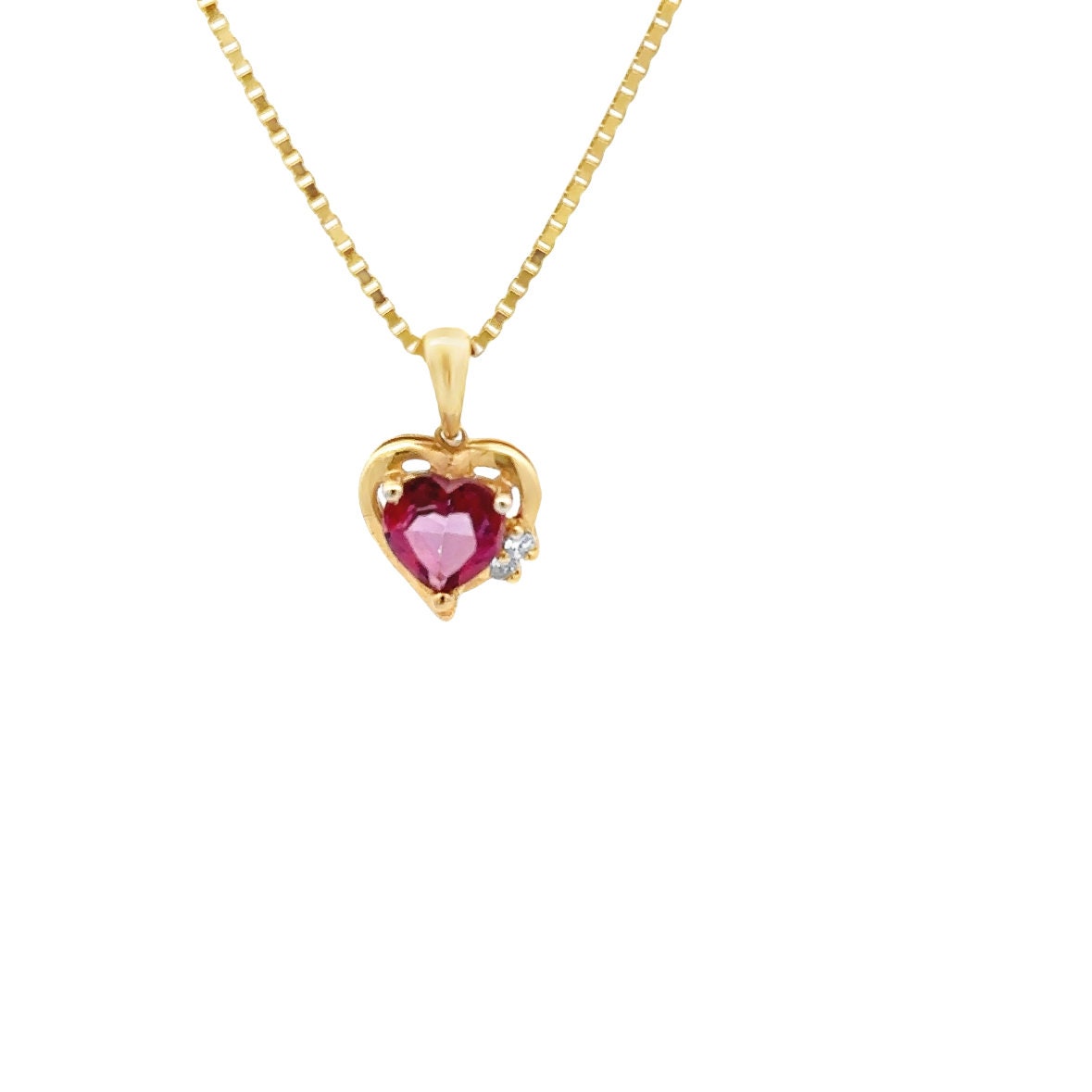 10kt heart pink topaz solid gold vintage pendant