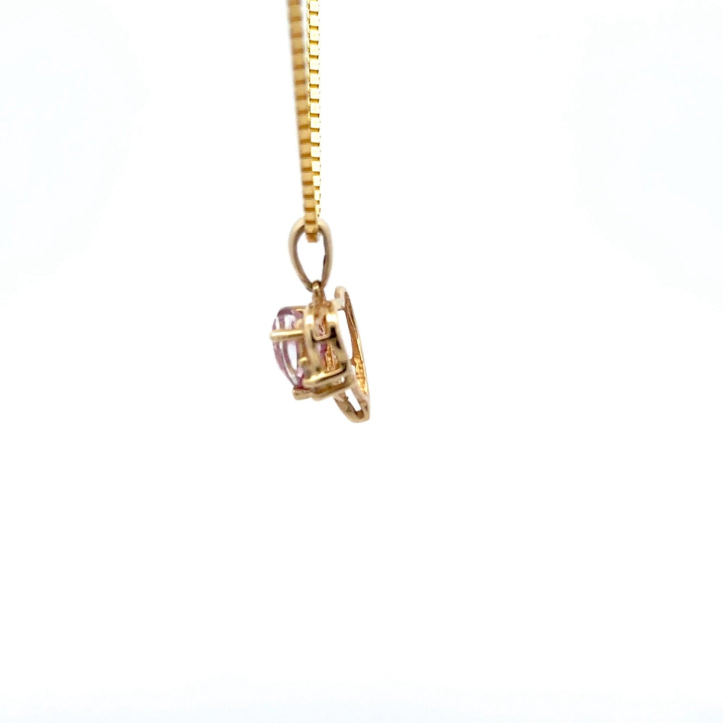 10kt heart pink topaz solid gold vintage pendant