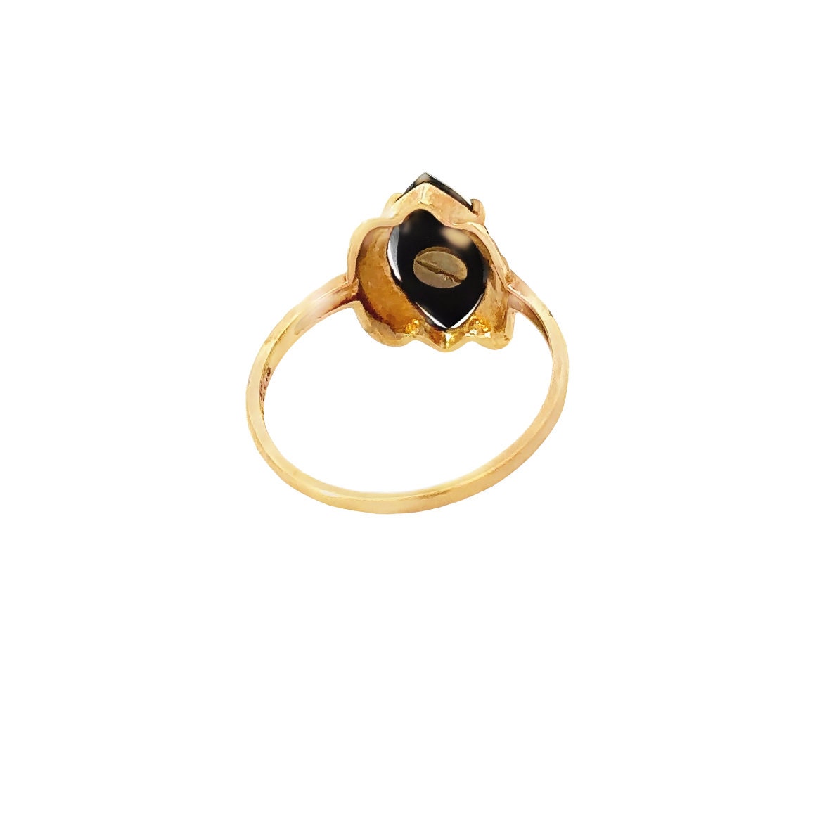 10kt yellow onyx and  diamond  ring vintage solid gld
