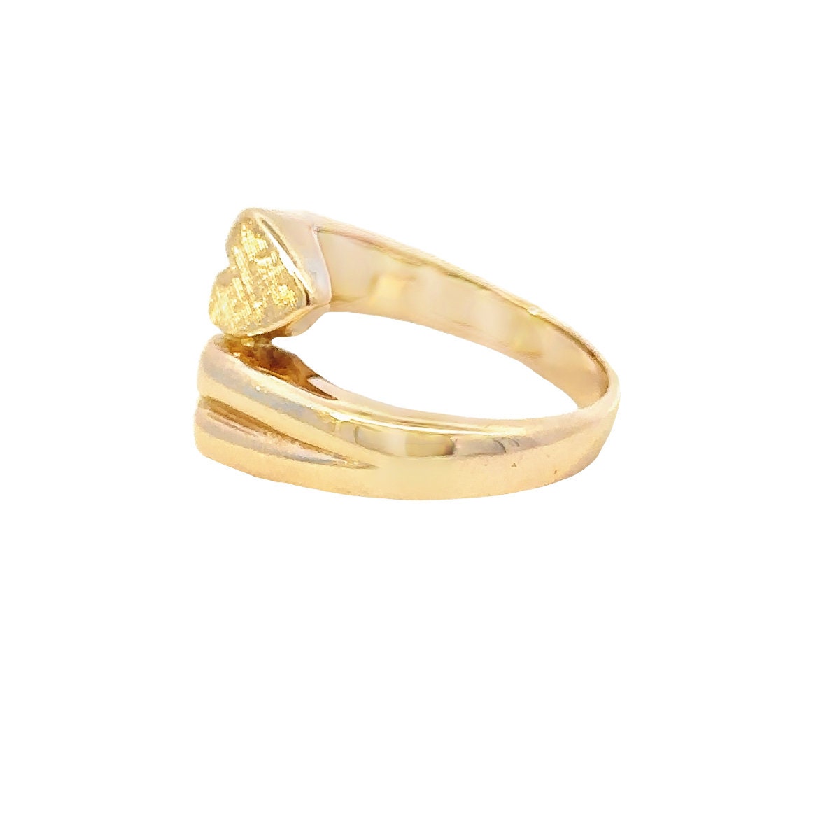 14kt yellow solid gold vintage double heart ring