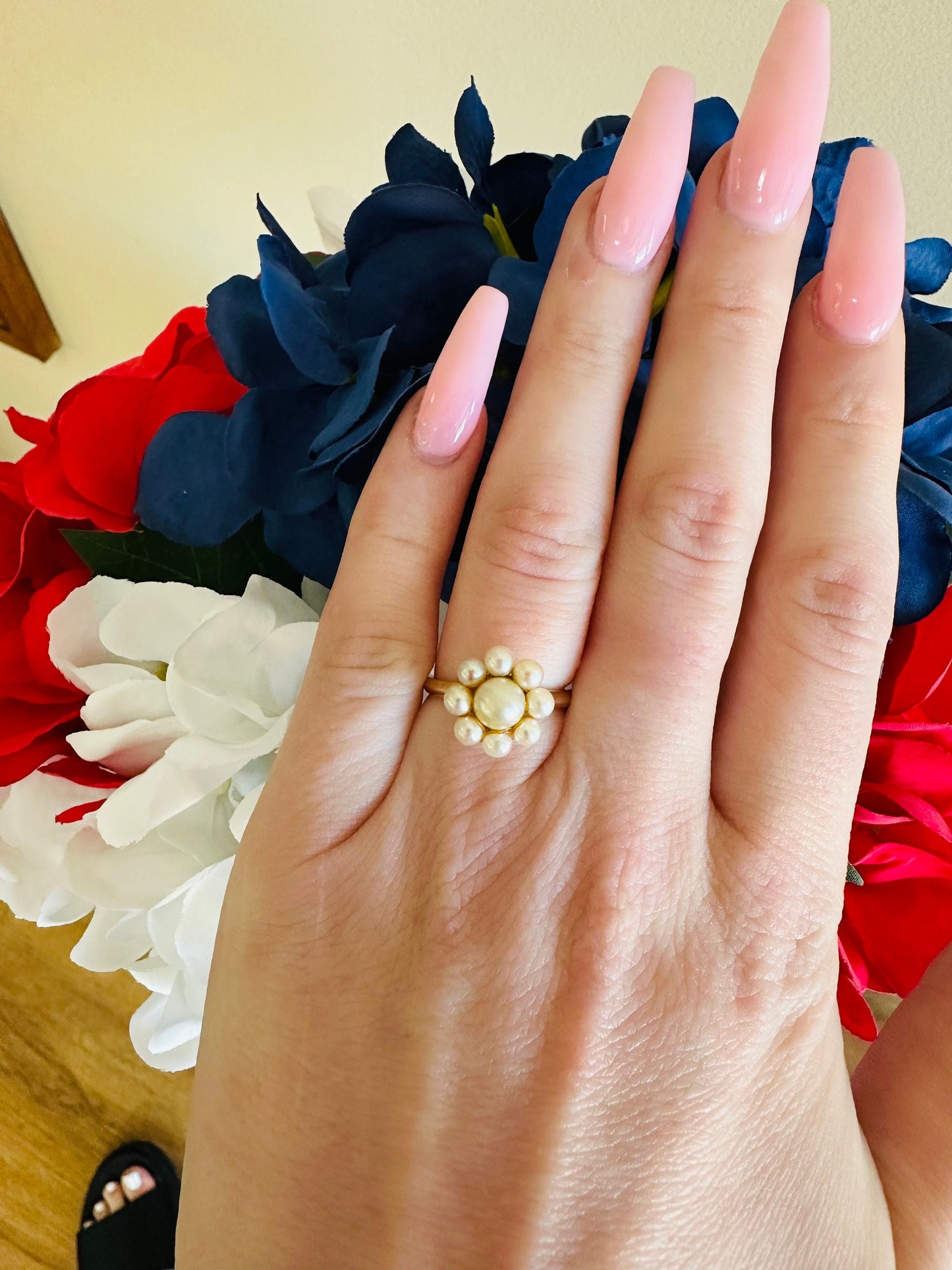 14kt yellow gold pearl  vintage ring