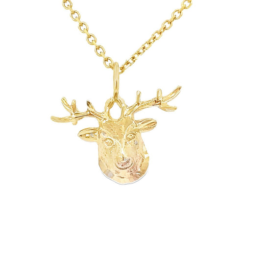 14kt yellow gold  deer head vintage charm animal