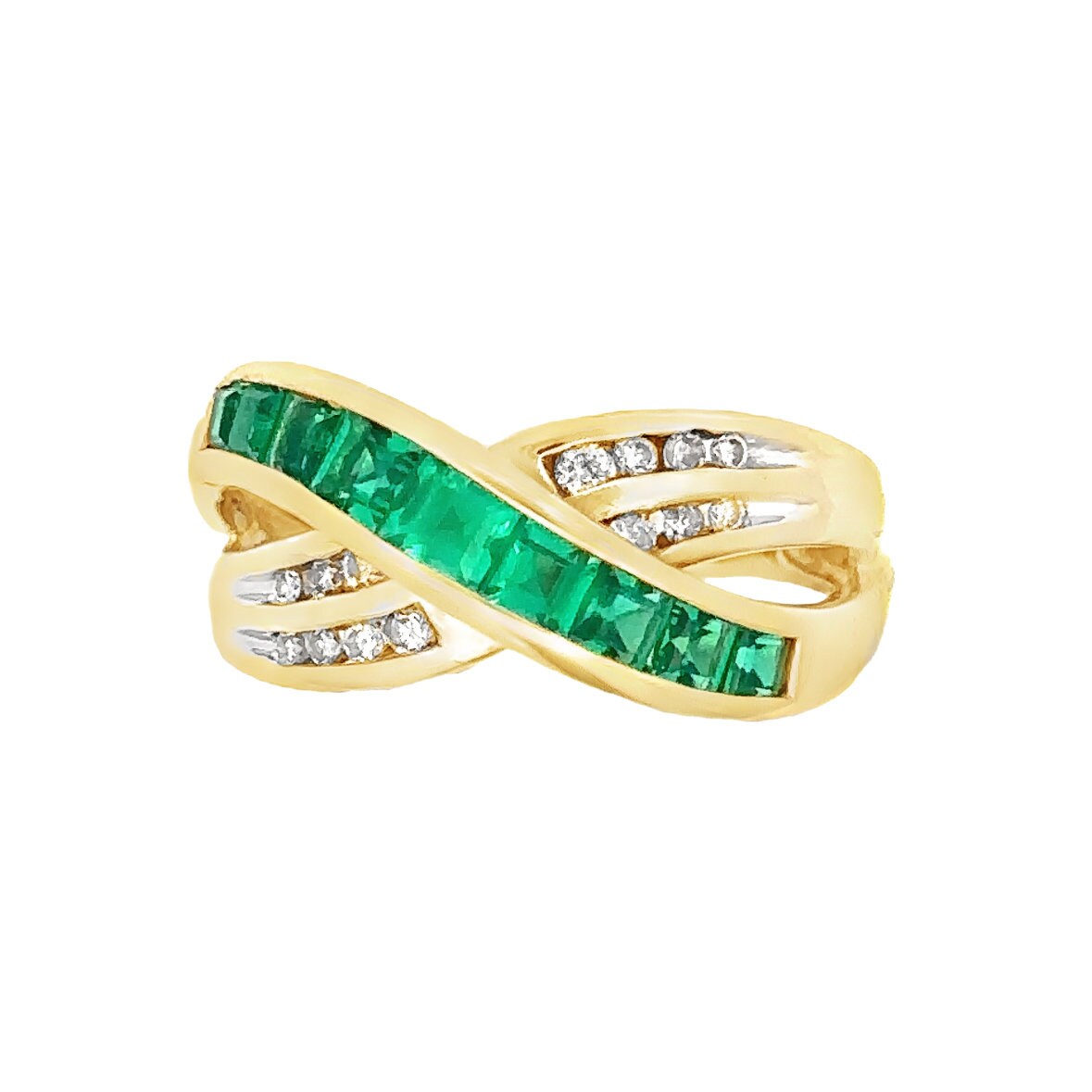 10kt yellow gold green stone ring vintage