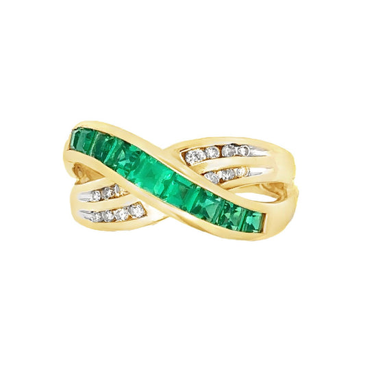 10kt yellow gold green stone ring vintage