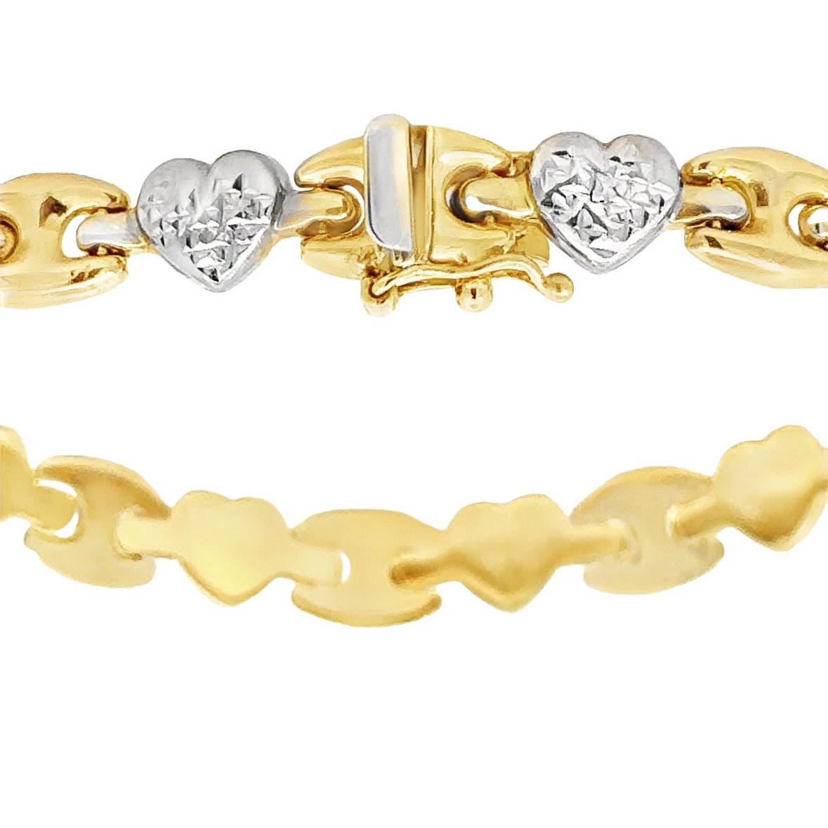 14kt two tone heart bracelet vintage