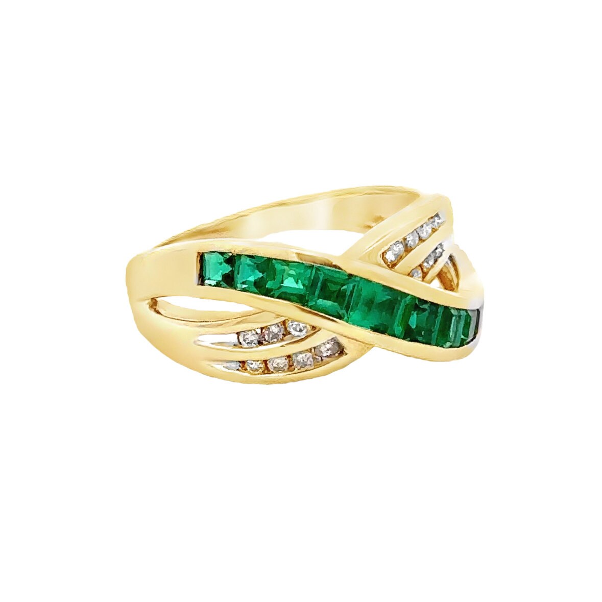 10kt yellow gold green stone ring vintage