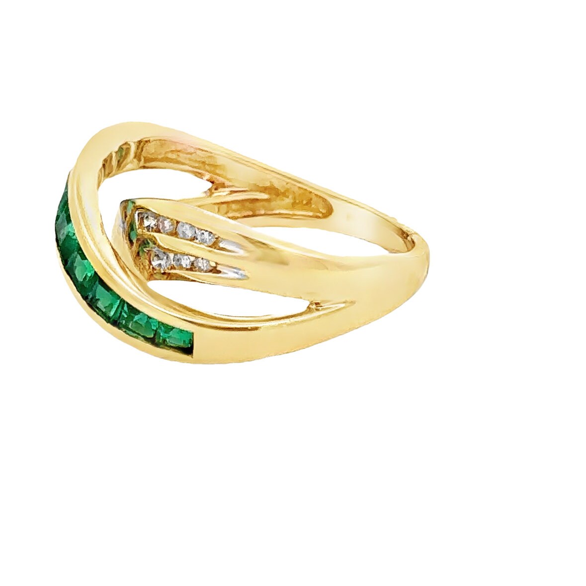 10kt yellow gold green stone ring vintage