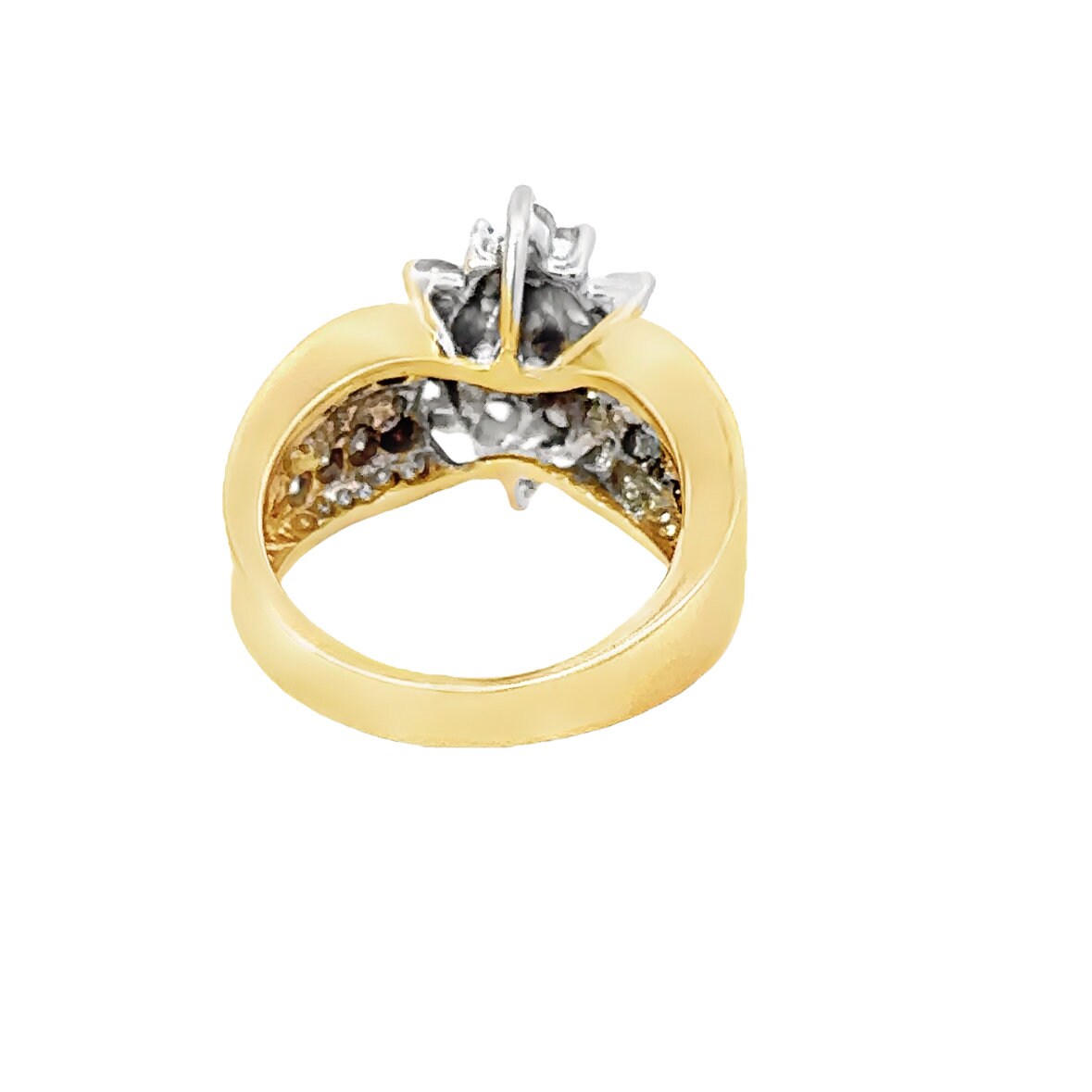 10kt yellow gold solid diamond cluster ring vintage