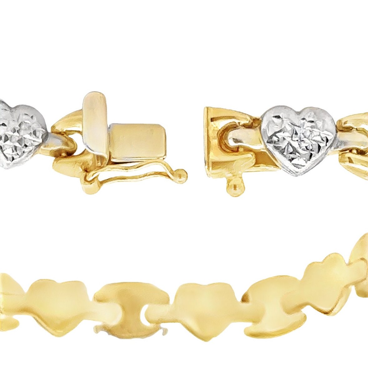 14kt two tone heart bracelet vintage