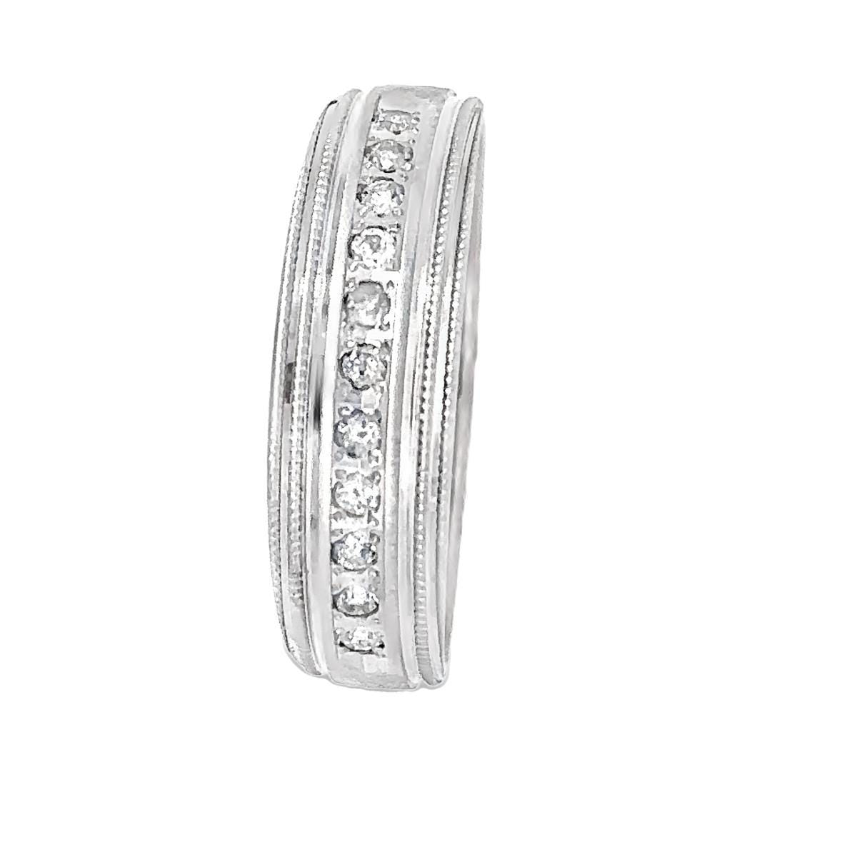 Men's 10kt white gold diamond wedding band vintage