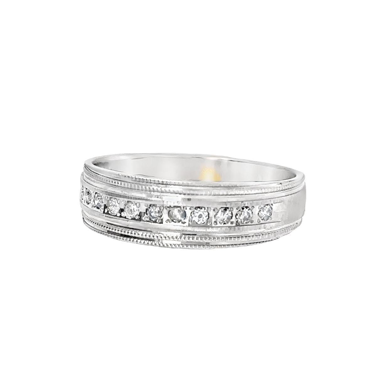 Men's 10kt white gold diamond wedding band vintage