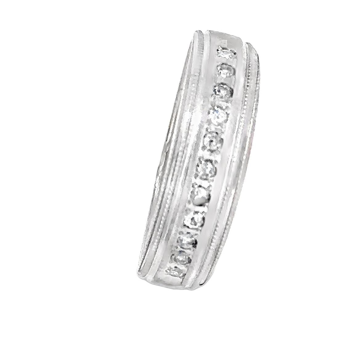 Men's 10kt white gold diamond wedding band vintage