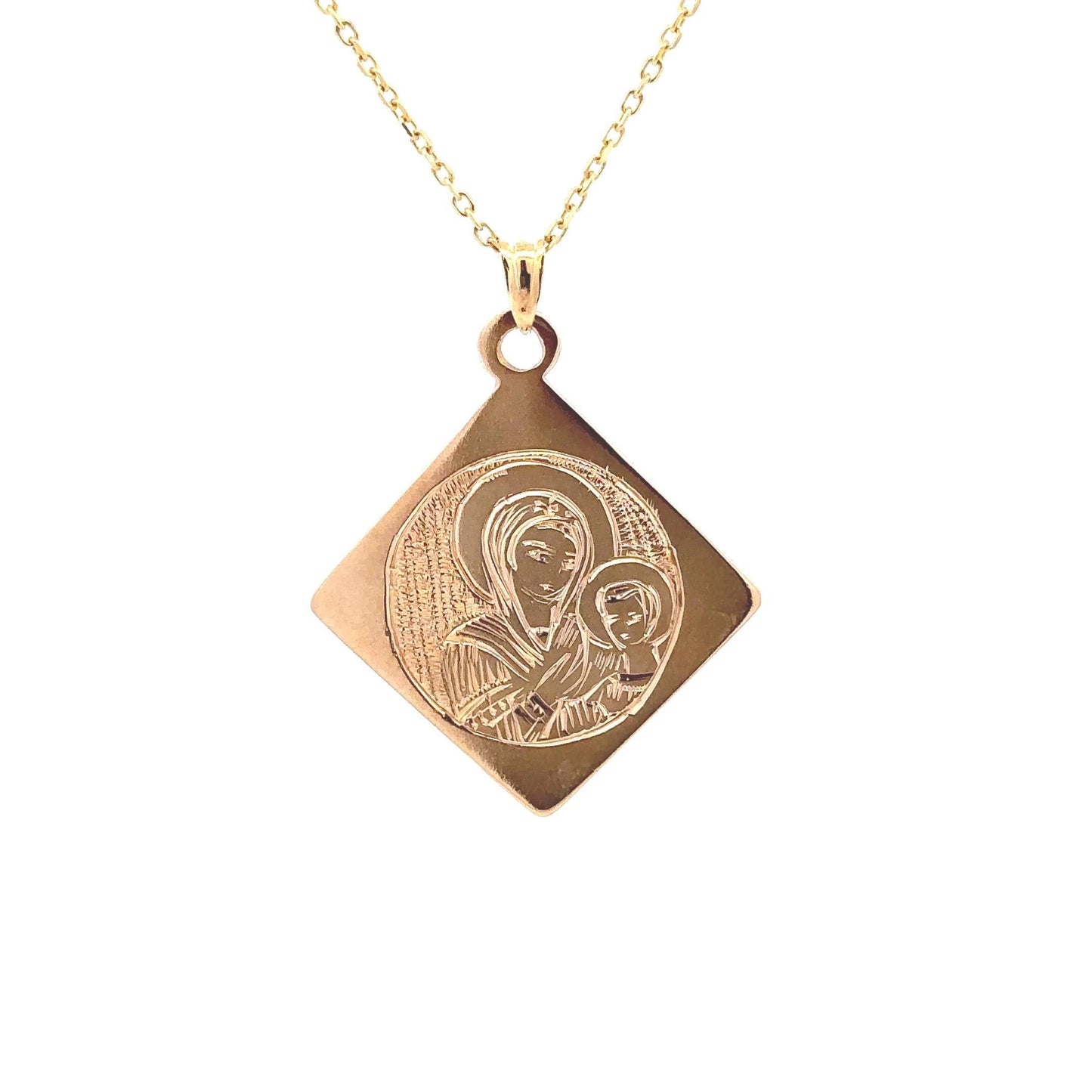 14kt solid yellow gold blessed mother