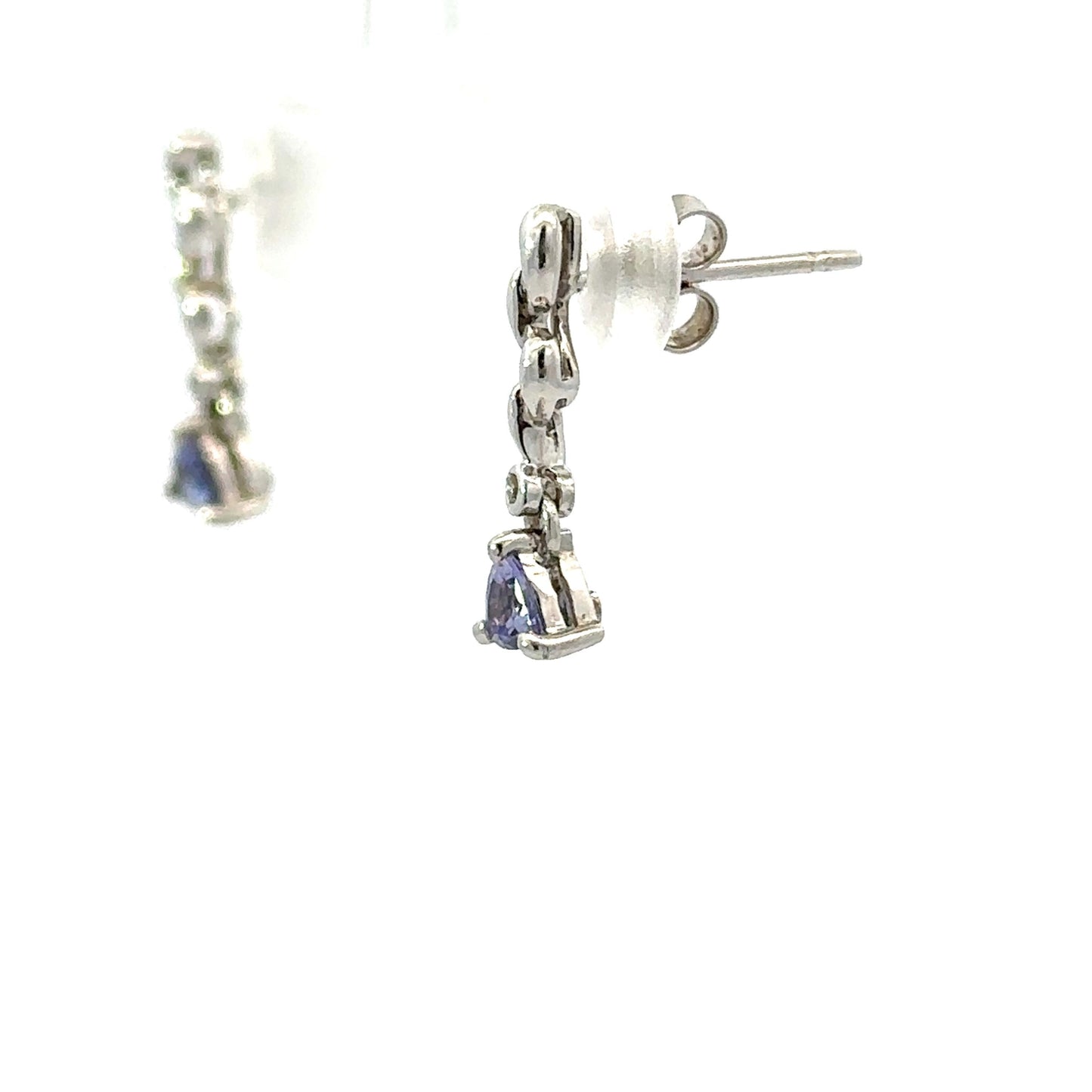 14kt white solid gold tanzinite  earrings