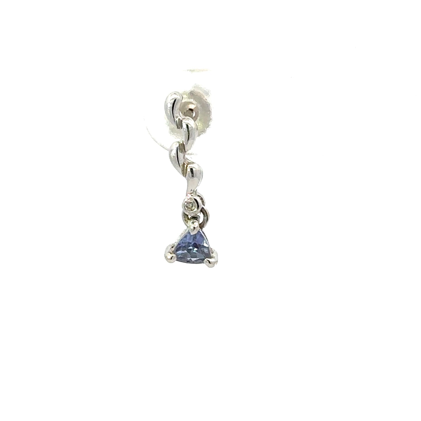 14kt white solid gold tanzinite  earrings