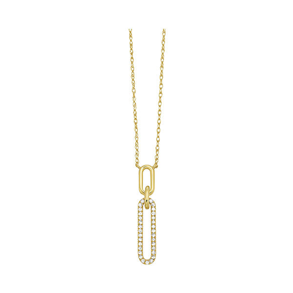 Double Oval Paper Clip Diamond Necklace