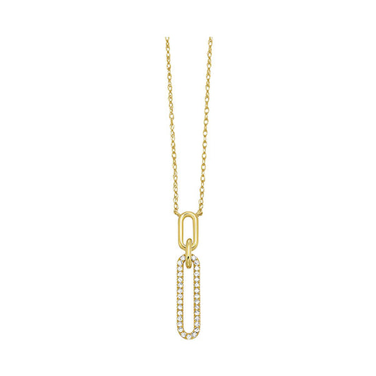 Double Oval Paper Clip Diamond Necklace