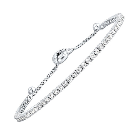 Sterling Silver & CZ Tennis Style Bolo Bracelet