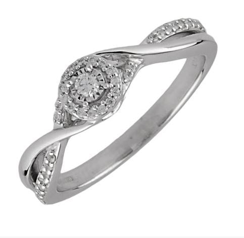 Silver Diamond Engagement Ring