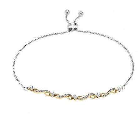 Sterling Silver Diamond Bolo Bracelet
