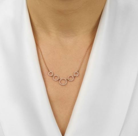Silver Rose Gold Plated CZ Circle Pendant