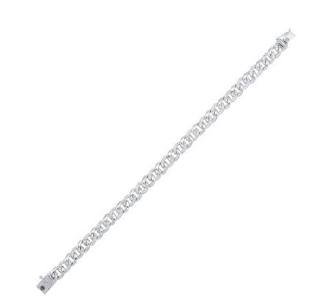 14kt White Gold Fancy Link Diamond Bracelet
