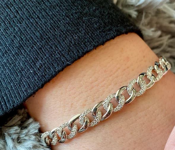 14kt White Gold Fancy Link Diamond Bracelet