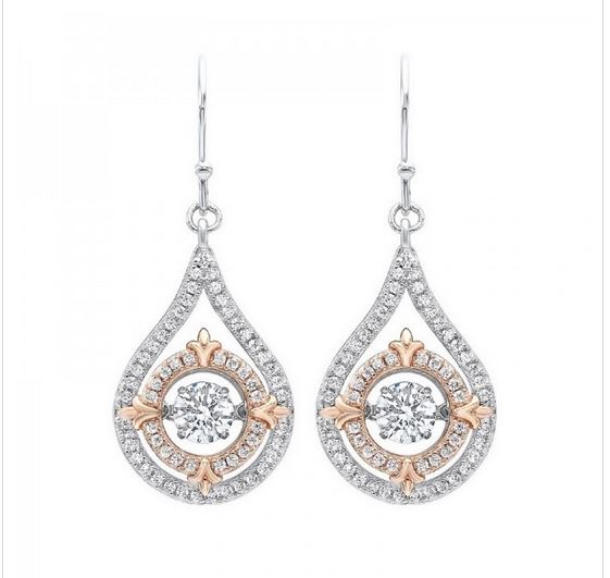 Diamond Solitaire Double Halo Dangle Earrings