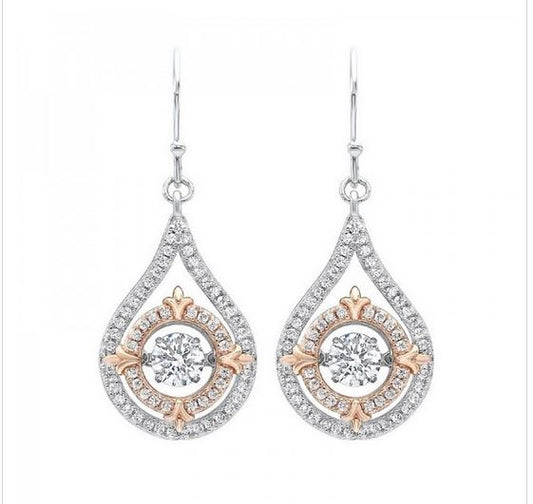 Diamond Solitaire Double Halo Dangle Earrings