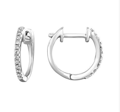 White Gold Diamond Round Shaped Huggie Earrings