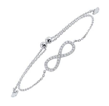 Infinity Symbol Adjustable Bolo Bracelet with cubic zirconia