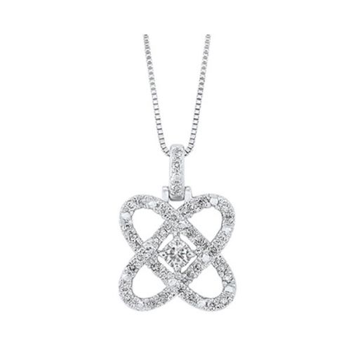 14KT White Gold Diamond Love Crossing Pendant