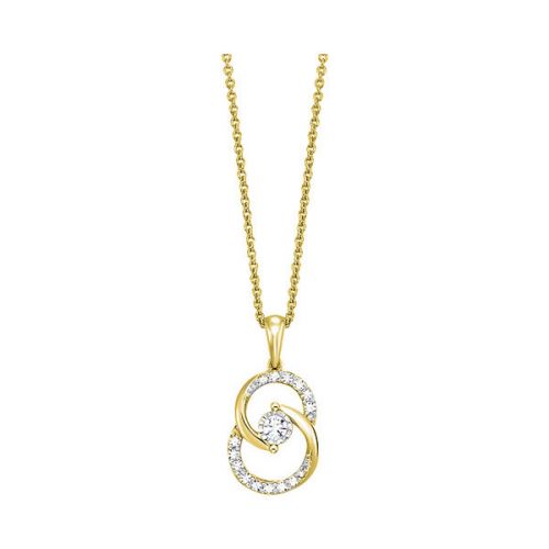 Yellow gold Double Circle Pendant 10kt (1/4CTW)