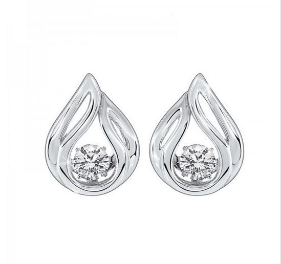Diamond Teardrop Dangle Earrings in Sterling Silver