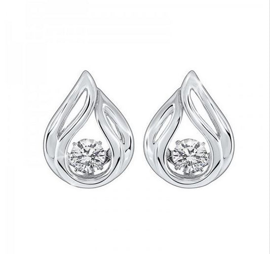 Diamond Teardrop Dangle Earrings in Sterling Silver